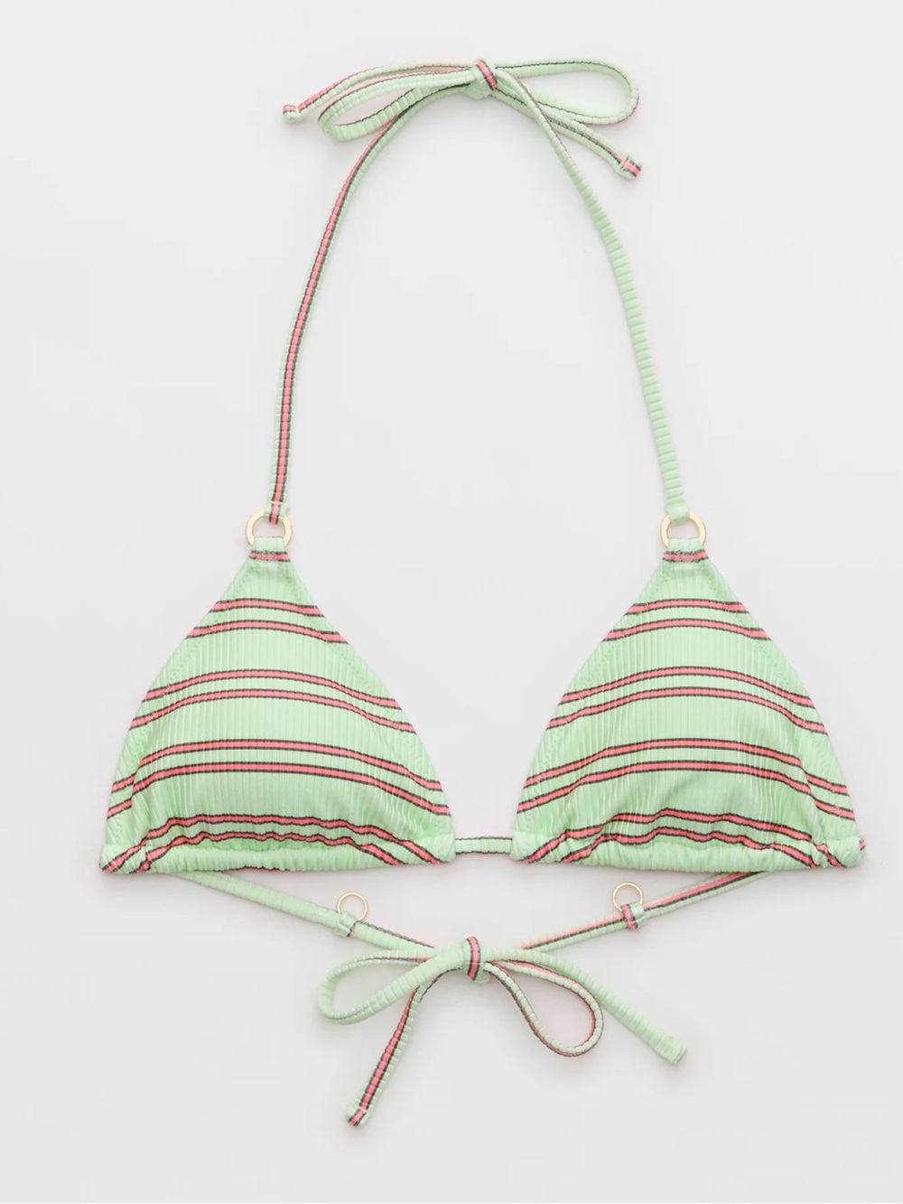 NWT Aerie Striped Triangle Bikini set in Mint Green - Picture 5 of 13